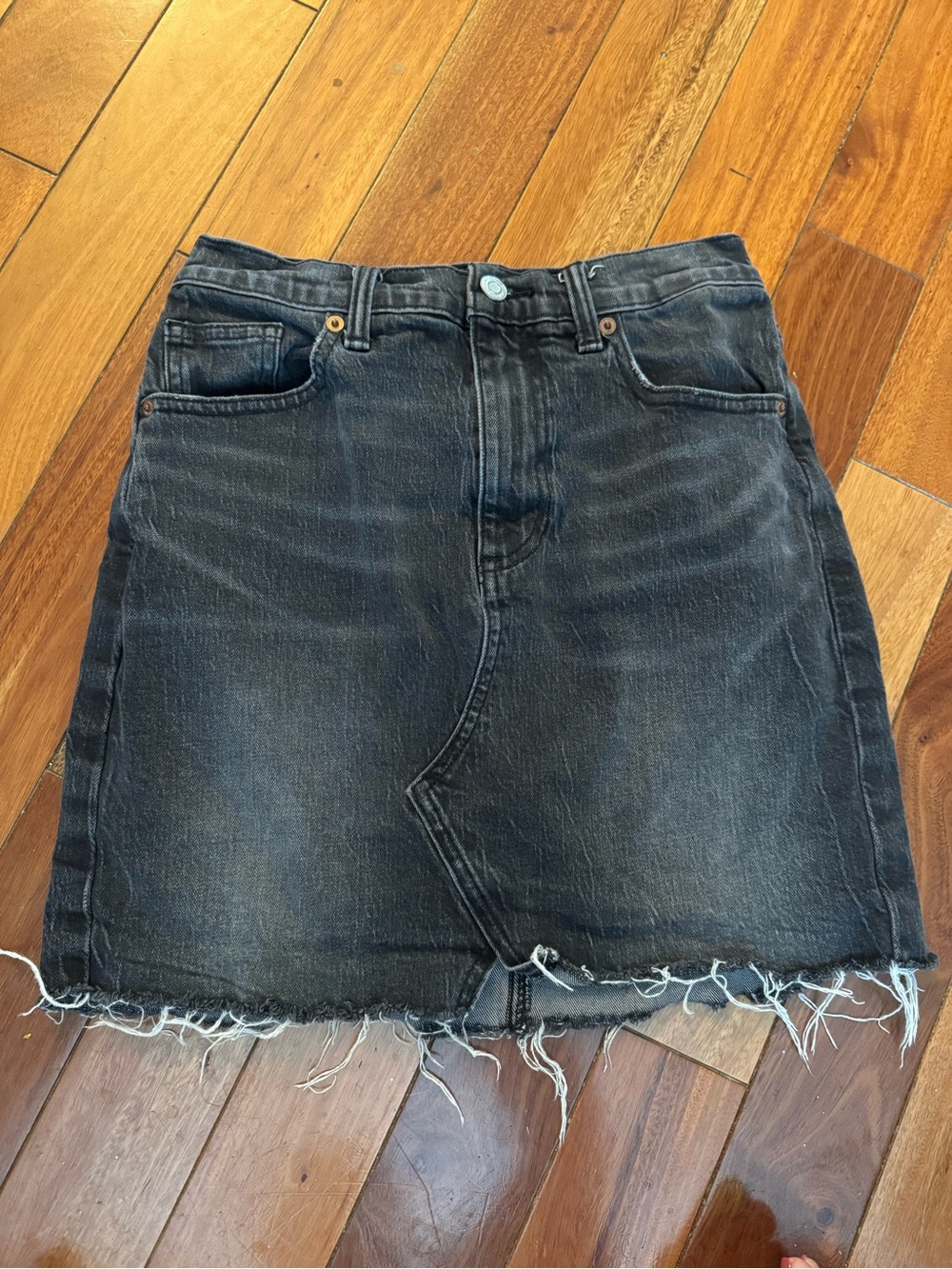 Lucky Brand Black Distressed Denim Old Favorite Mini Skirt